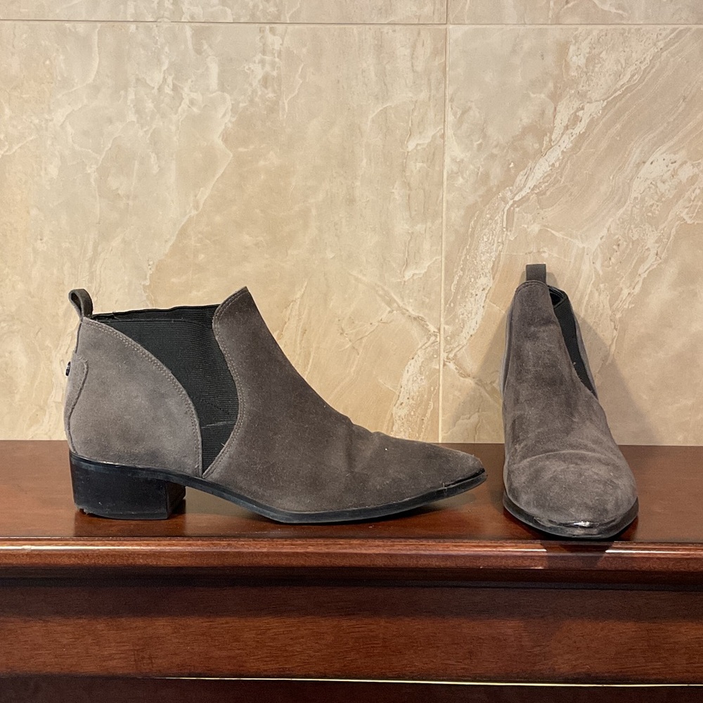 Marc Fisher Charcoal Suede Ankle Booties, Size 9